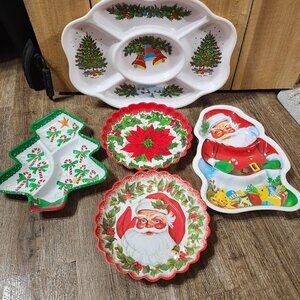 Vintage  Christmas plastic serving trays